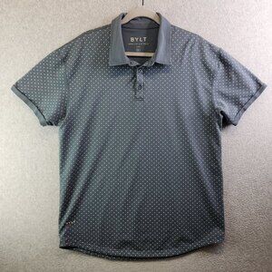 BYLT Basics Gray Polka Dot Polo Shirt